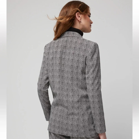 🌟HP 7/8🌟 WHBM - The Relaxed Blazer, Black w/Ecru Herringbone, Size 14 - Picture 10 of 10